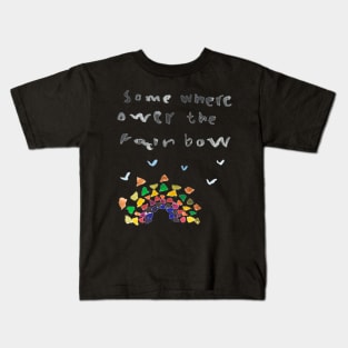 Over the rainbow watercolor good vibe art Kids T-Shirt